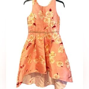 High Low Floral Dress with Rhinestone Detail